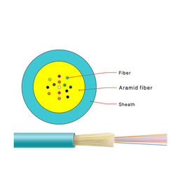 O cabo de fibra ótica interno azul, 10G 8 multimodos retira o núcleo da fibra CableGJFJV